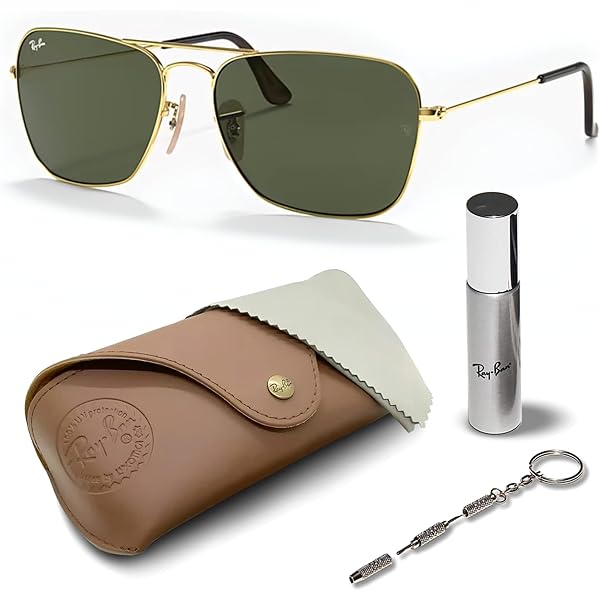 Amazon.com: New Ray Ban Caravan RB3136 001 Gold/Green